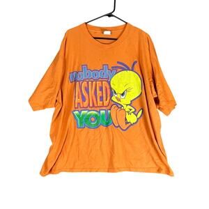 Vintage 1997 Looney Tunes TShirt Orange Tweety Bird 100% Cotton 22W/24W